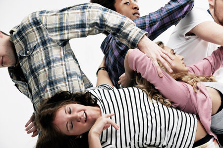 Interconnected group of young adultsの写真素材