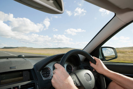 Man driving carの写真素材
