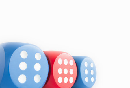 Three dice with one showing nineの写真素材