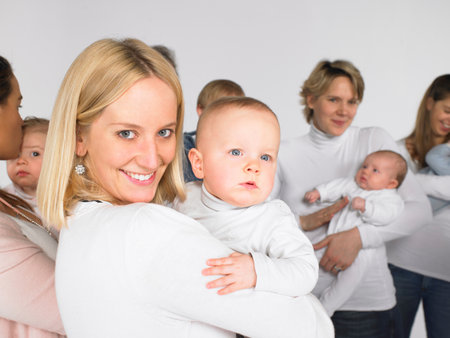 Group of mothers and babiesの写真素材