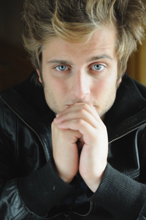 Portrait of serious young manの写真素材