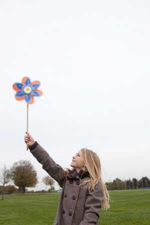 Girl holding wind wheel