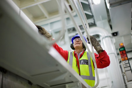 Worker in engine roomの写真素材