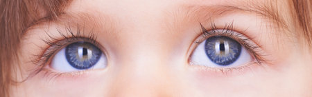 Close up of baby girl?s blue eyesの写真素材