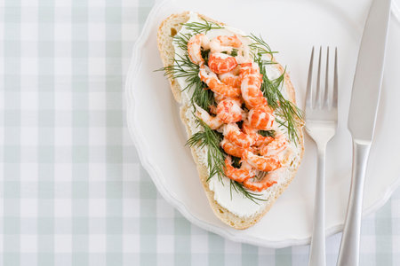 Plate with crayfish sandwichの写真素材