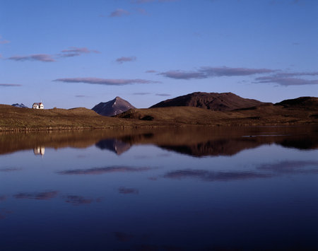 Landscape reflected in still lakeの写真素材