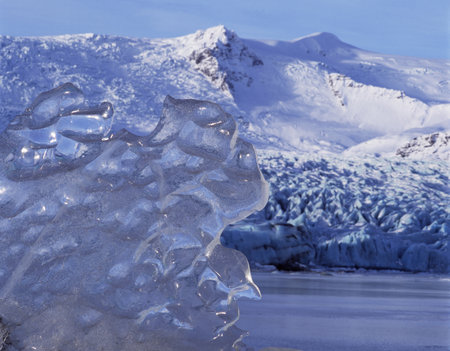 Close up of ice on Fellsjokull glacier