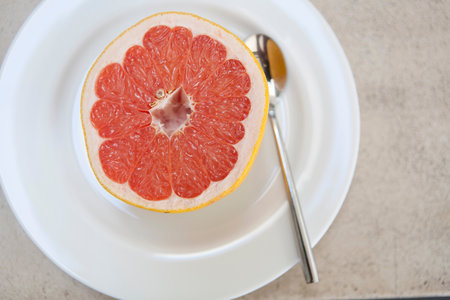 Close up of halved grapefruit