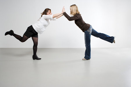Women balancing pose background.の写真素材