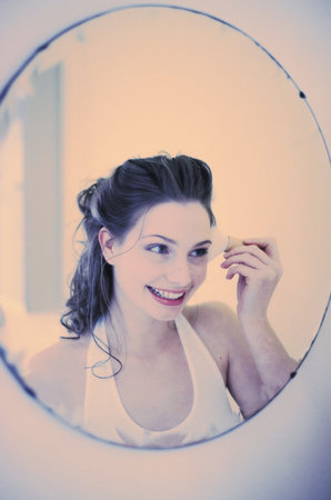 Woman in mirrorの写真素材