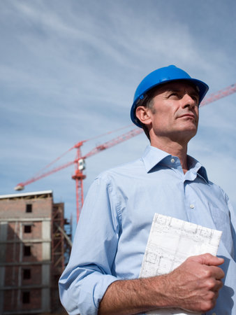 Architect on building site
