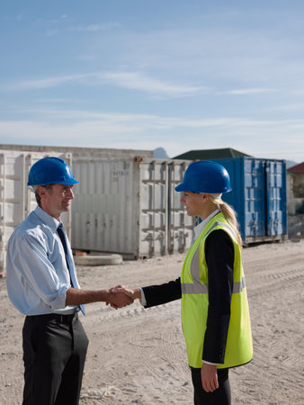 Engineers shaking hands