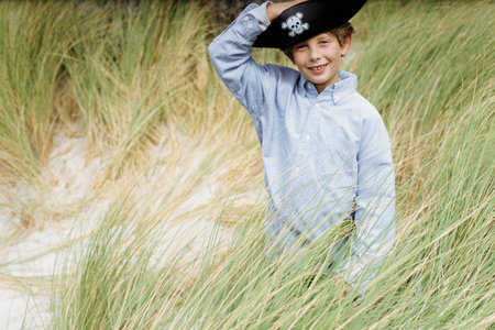 Boy wearing a pirate hat