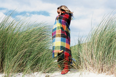Girl wrapped in a blanket