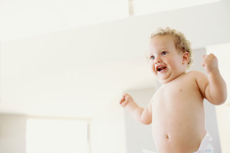 Baby laughing backgroundの写真素材