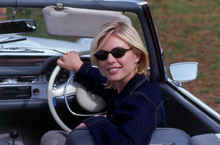 Girl driving carのeditorial素材