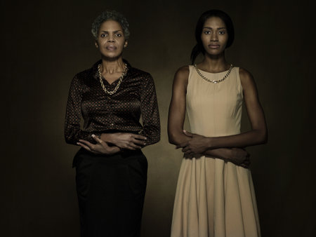 Portrait of a mature and young womanの写真素材