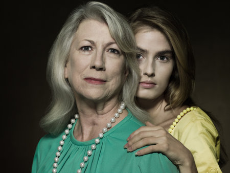 Portrait of a senior and young womanの写真素材