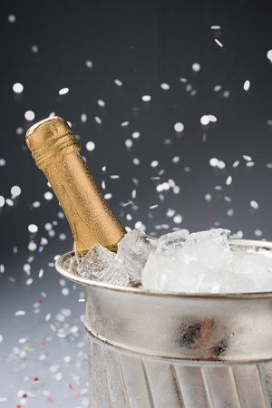 Champagne in an ice bucketの写真素材