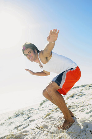 Surfer on beachの写真素材