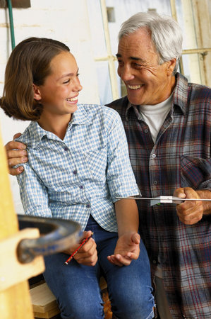 Grandfather and granddaughterの写真素材