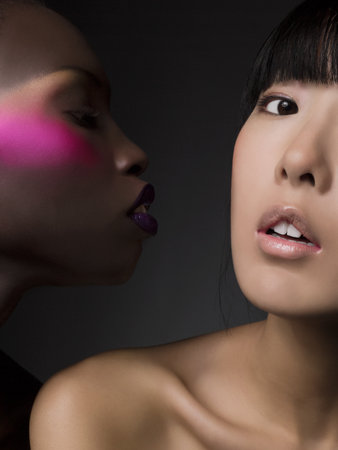 Women with bright makeup