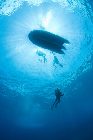 Scuba diving background.の写真素材