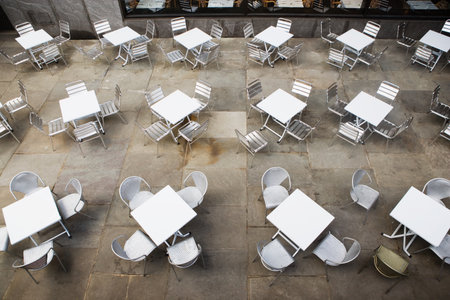 Cafe chairs and tablesの写真素材