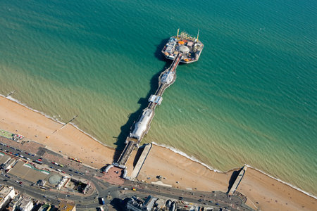 Aerial view of brighton coastの写真素材