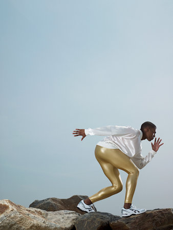 Male athlete on rocks