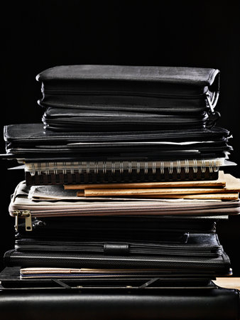 Stack of binders and filesの写真素材