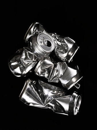 Crumpled aluminium cansの写真素材
