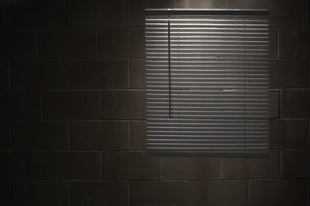 Blind by a wallの写真素材