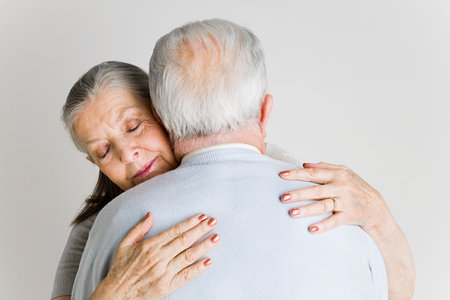 Senior couple huggingの写真素材