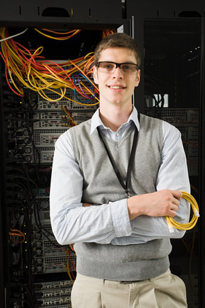 Portrait of a male computer technicianの写真素材