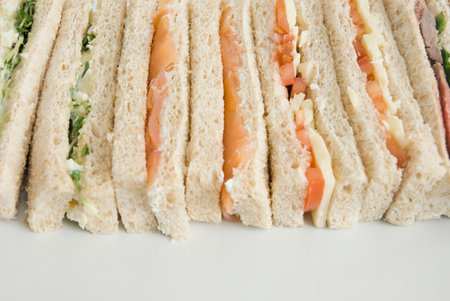 Selection of finger sandwichesの写真素材