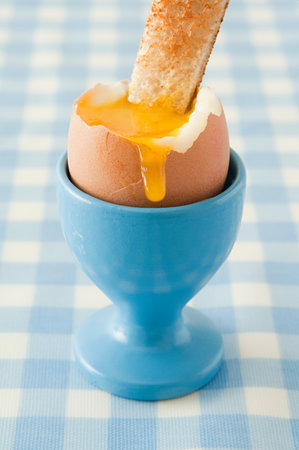 Boiled egg and toast background.
