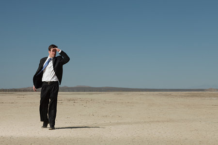 Businessman in desertの写真素材
