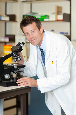 Doctor with microscope