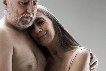 Senior couple embracingの写真素材