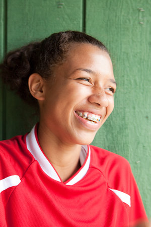 Portrait of a girl soccer player