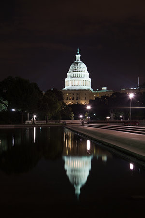 United states capitol at night, Washington DC, USAのeditorial素材