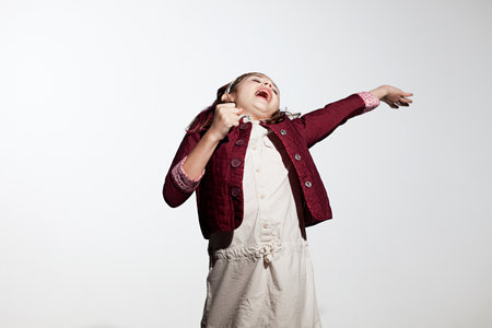 Girl singing close upの写真素材