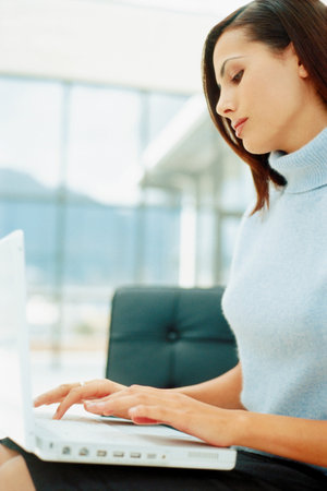 Woman typing background.の写真素材