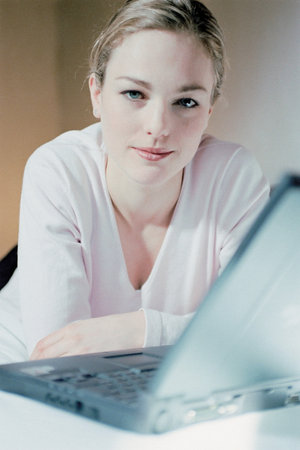 Woman using laptopの写真素材