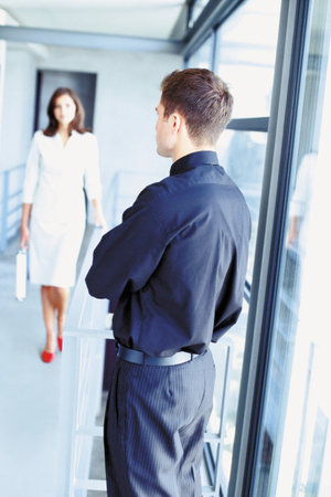 Man and woman in officeの写真素材