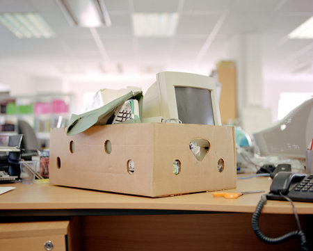 Computer in a box background.の写真素材