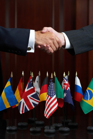 Businessmen shaking handsの写真素材