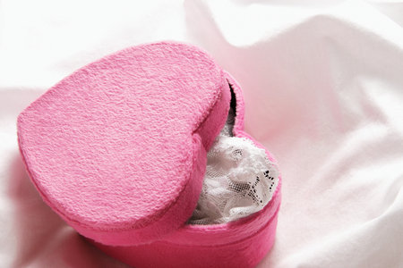 Underwear in heart shaped boxの写真素材