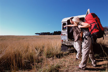 Couple on a safariのeditorial素材